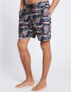 Marks & Spencer Quick Dry Palm Print Swim Shorts Navy Mix