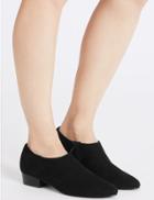 Marks & Spencer Block Heel Side Zip Low Cut Shoe Boots Black