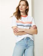 Marks & Spencer Pure Cotton Striped Straight Fit T-shirt Multi