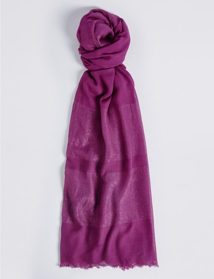 Marks & Spencer Sequin Striped Scarf Bright Pink
