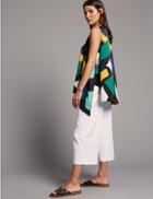 Marks & Spencer Printed V-neck Shell Top Green Mix