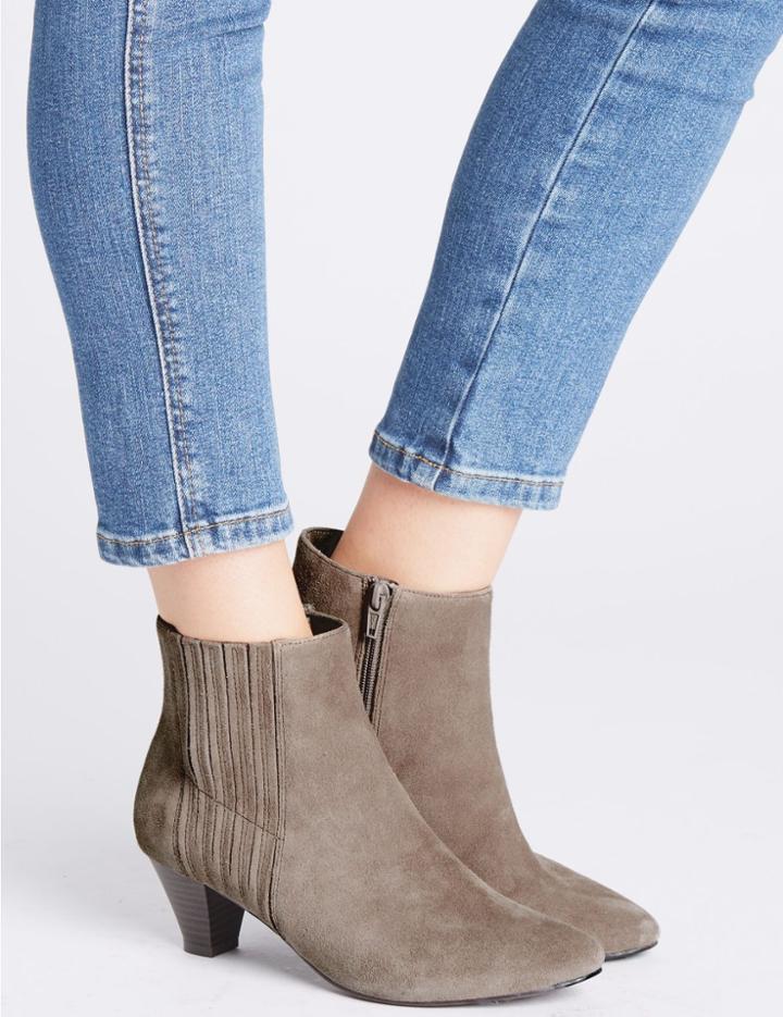 Marks & Spencer Covered Elastic Ankle Boots Mink