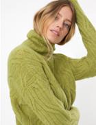 Marks & Spencer Cable Knit Roll Neck Jumper With Alpaca Olive