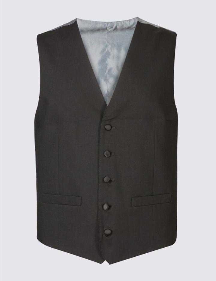 Marks & Spencer Black Regular Fit Dinner Waistcoat Black