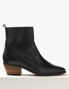 Marks & Spencer Leather Pointed Ankle Boots Black
