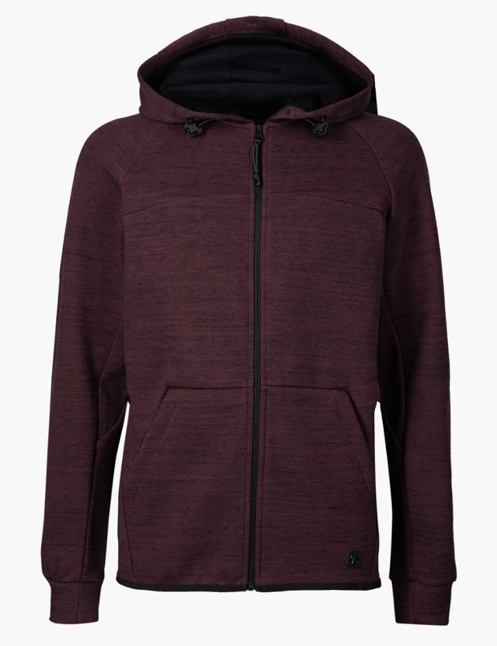 Marks & Spencer Active Cotton Rich Zip Through Hoody Wine
