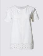 Marks & Spencer Lace Round Neck Short Sleeve T-shirt Ivory