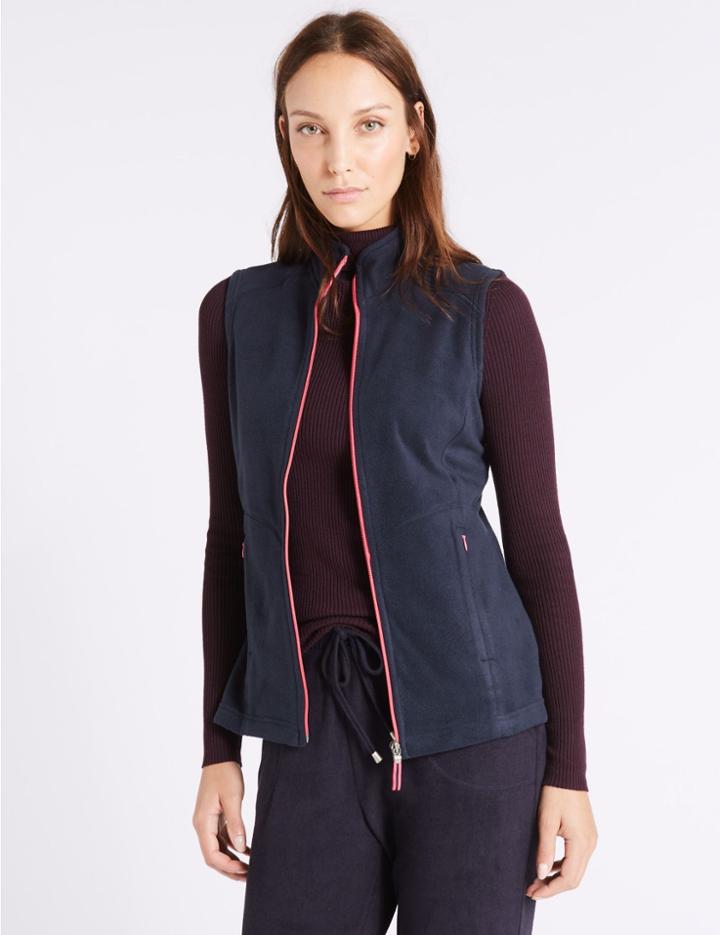 Marks & Spencer Fleece Contrasting Zip Gilet Navy