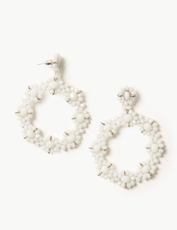Marks & Spencer Flower Drop Earrings White Mix