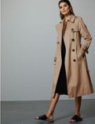 Marks & Spencer Pure Cotton Double Breasted Trench Coat Medium Beige