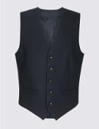 Marks & Spencer Navy Textured Regular Fit Waistcoat Navy