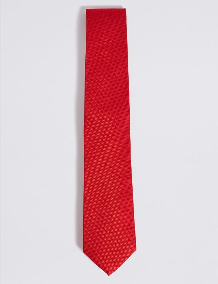 Marks & Spencer Pure Silk Textured Tie Magenta