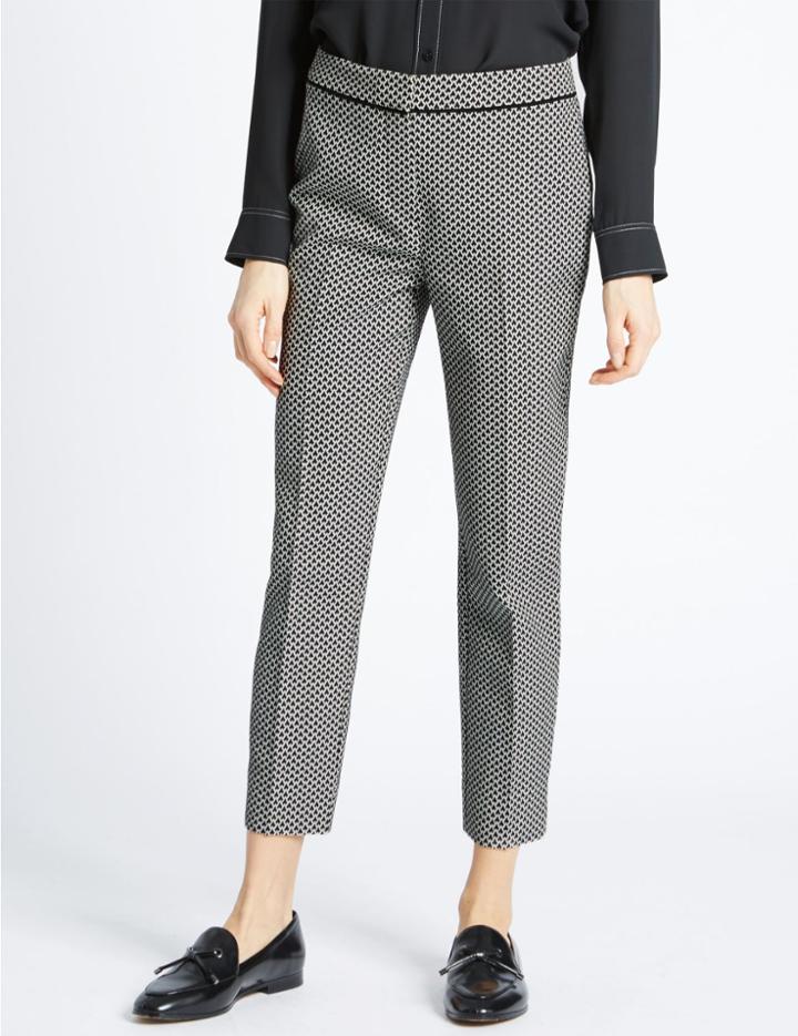 Marks & Spencer Mono Jacquard Slim Leg Trousers Black/white