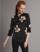 Marks & Spencer Floral Print Long Sleeve Shirt Black
