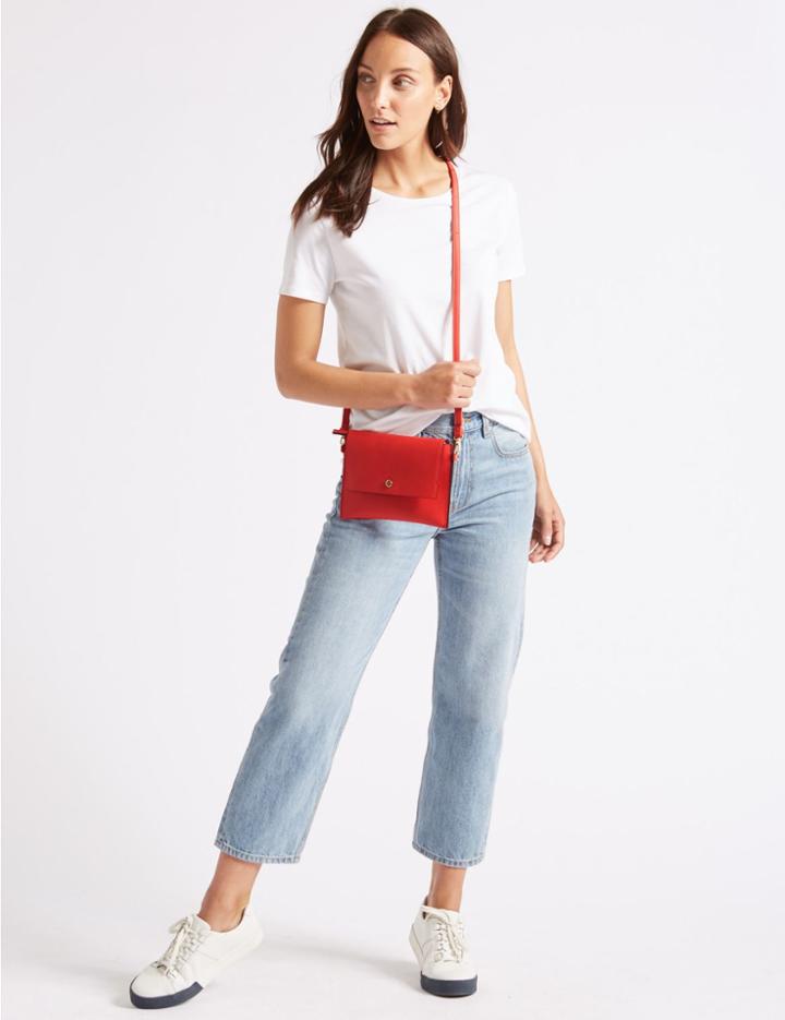 Marks & Spencer Faux Leather Belt Cross Body Bag Flame