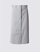 Marks & Spencer Cotton Rich Striped Straight Midi Skirt Navy Mix