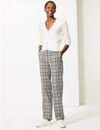 Marks & Spencer Freya Checked Relaxed Straight Trousers Red Mix