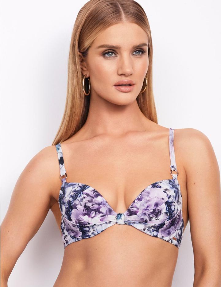 Marks & Spencer Ombre Print Underwired Plunge Bikini Top Lilac Mix