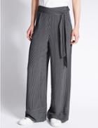 Marks & Spencer Striped Wide Leg Trousers Navy Mix