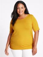Marks & Spencer Curve Round Neck Short Sleeve T-shirt Light Gold