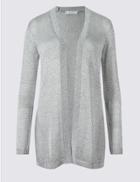 Marks & Spencer Metallic Open Front Cardigan Silver