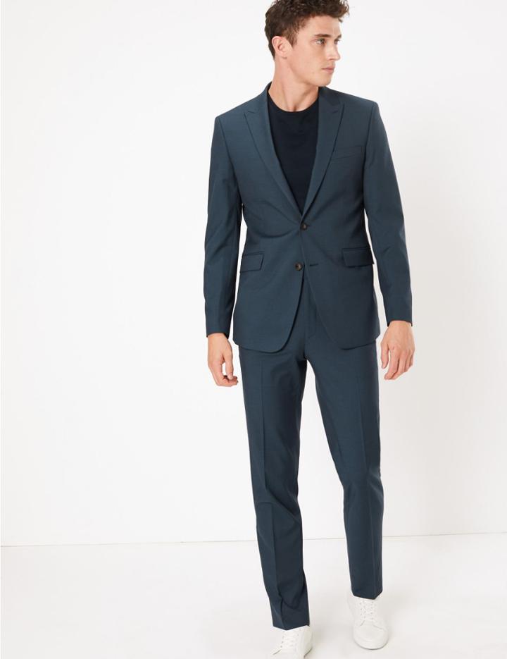 Marks & Spencer Slim Fit Jacket With Stretch Teal