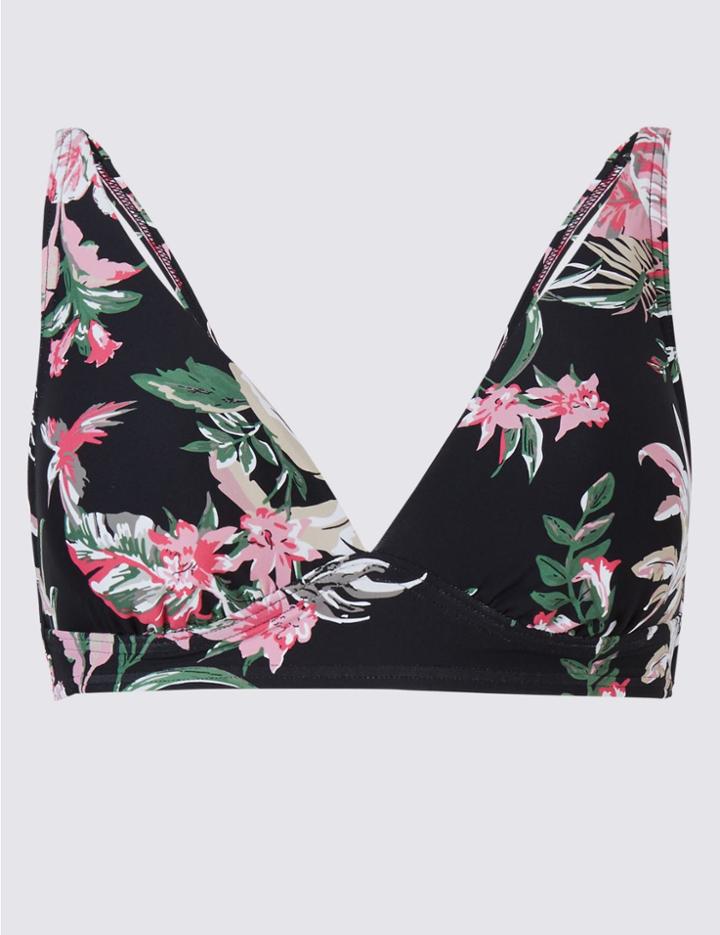 Marks & Spencer Printed Non-wired Bikini Top Black Mix