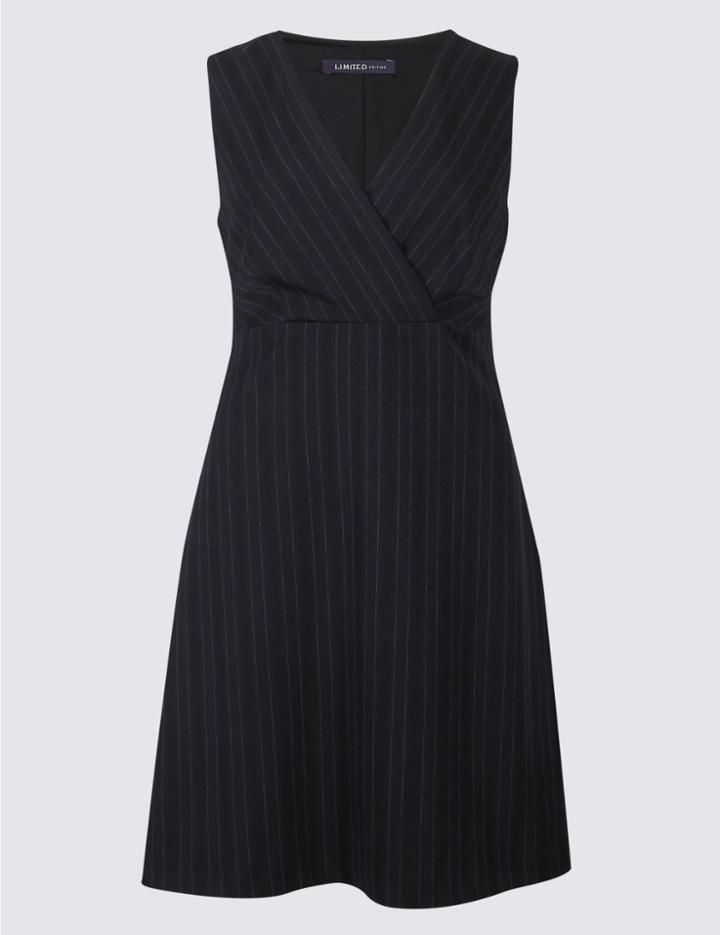 Marks & Spencer Striped Shift Dress Dark Navy