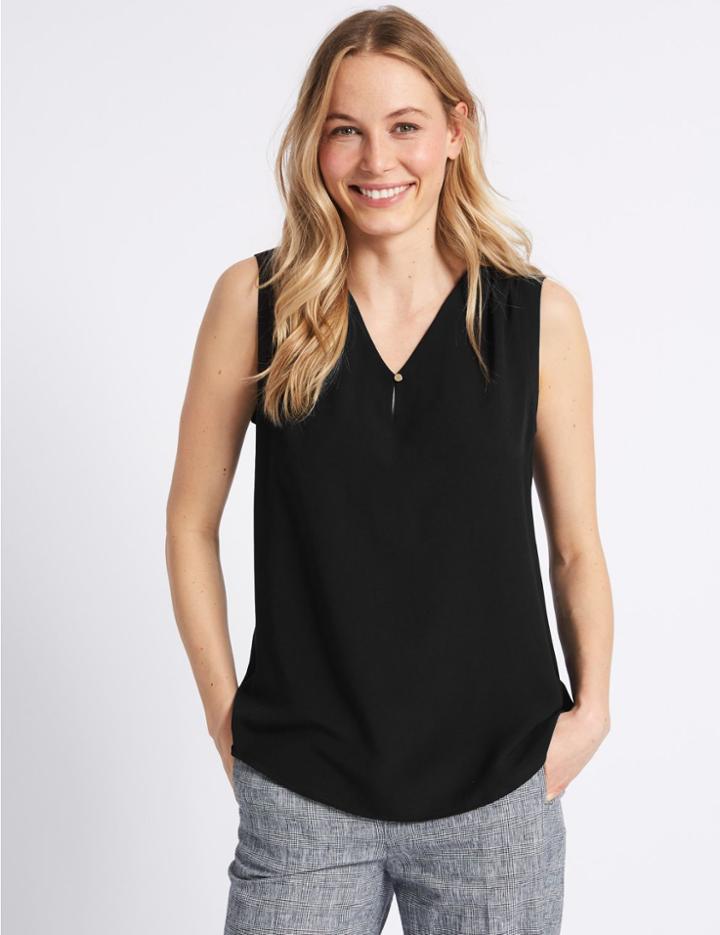 Marks & Spencer V-neck Shell Top Black