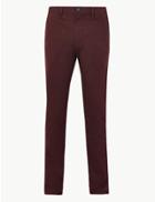 Marks & Spencer Slim Fit Chinos With Stretch Burgundy
