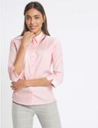 Marks & Spencer Cotton Rich Split 3/4 Sleeve Shirt Pink