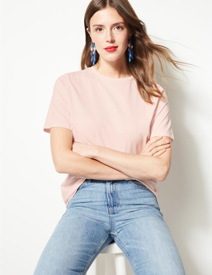 Marks & Spencer Pure Cotton Jersey Relaxed Fit T-shirt Green