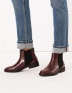 Marks & Spencer Crocodile Print Block Heel Chelsea Boots Chocolate