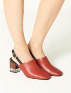 Marks & Spencer Leather Court Shoes Dark Tan