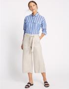 Marks & Spencer Linen Rich Cropped Trousers Flax