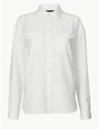 Marks & Spencer Button Detailed Long Sleeve Shirt Cream