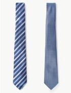 Marks & Spencer 2 Pack Striped & Textured Tie Navy Mix
