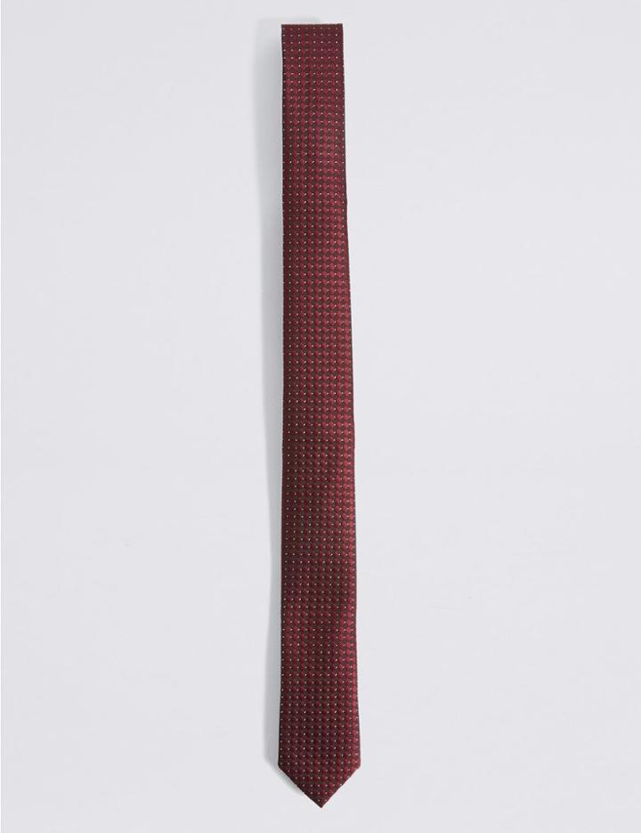 Marks & Spencer Textured Tie Burgundy Mix