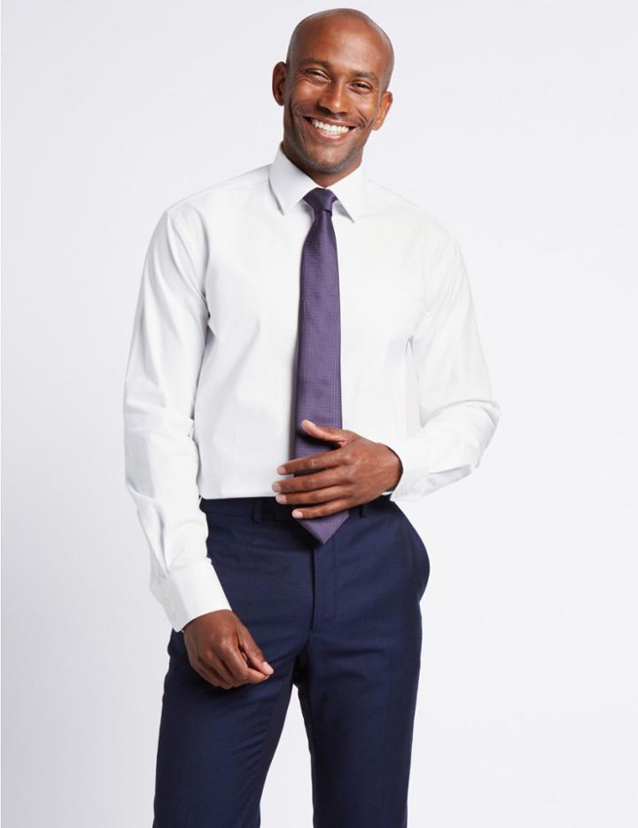 Marks & Spencer Linen Blend Tailored Fit Shirt White