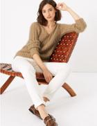 Marks & Spencer Textured V-neck Jumper Camel