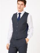 Marks & Spencer Tailored Fit Checked Waistcoat Teal