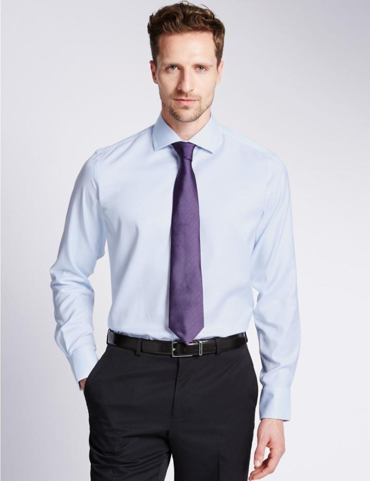 Marks & Spencer Pure Cotton Non-iron Tailored Fit Shirt Sky
