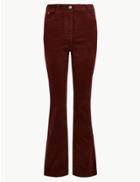 Marks & Spencer Cotton Rich Corduroy Slim Flare Trousers Bordeaux
