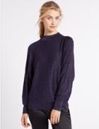 Marks & Spencer Sparkly Turtle Neck Jumper Navy Mix