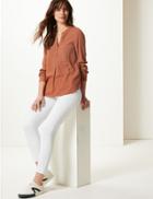 Marks & Spencer Jacquard Print Ankle Grazer Trousers Winter White