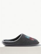 Marks & Spencer Best Dad Ever Mule Slippers Grey