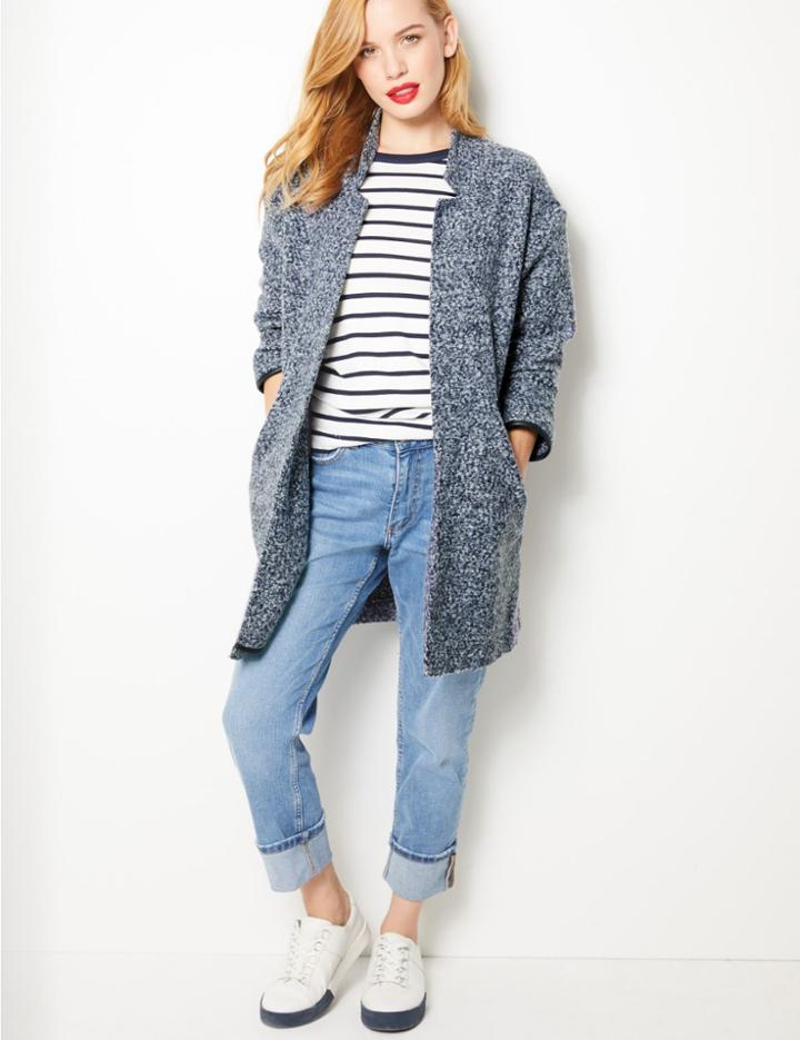 Marks & Spencer Petite Open Front Coat Navy