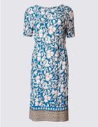 Marks & Spencer Jasmine Print Short Sleeve Tunic Dress Navy