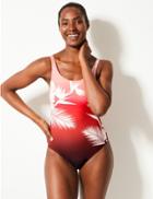 Marks & Spencer Ombre Print Non-wired Scoop Neck Swimsuit Red Mix