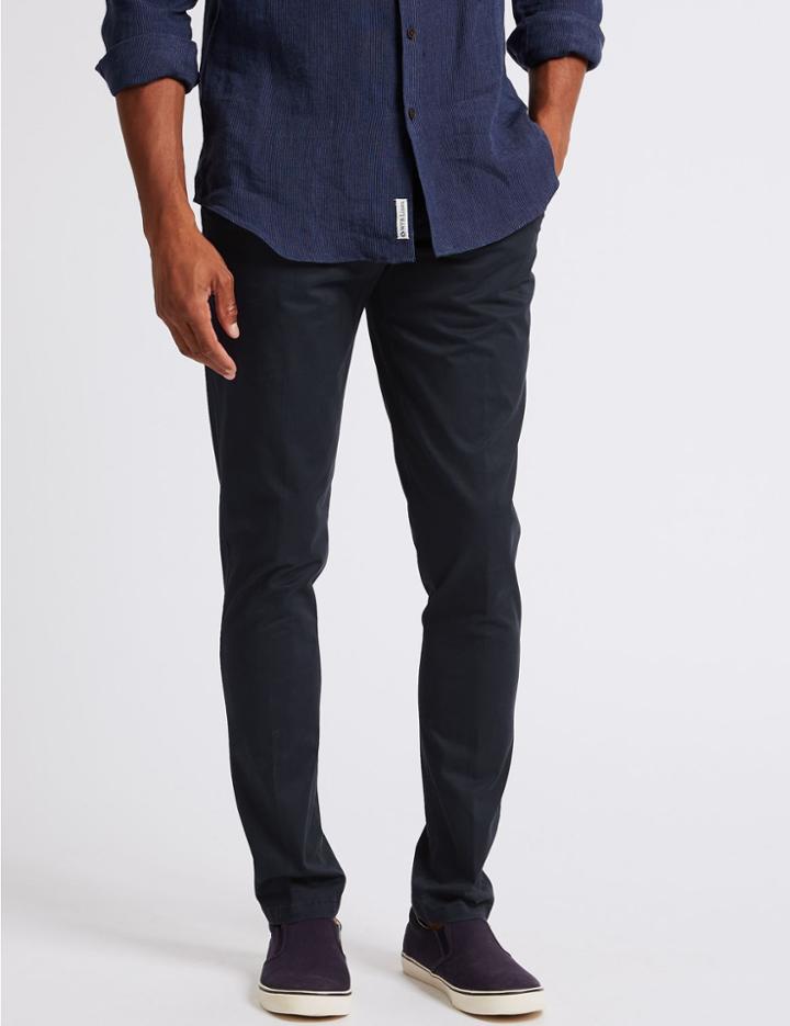 Marks & Spencer Skinny Fit Cotton Rich Chino Dark Midnight
